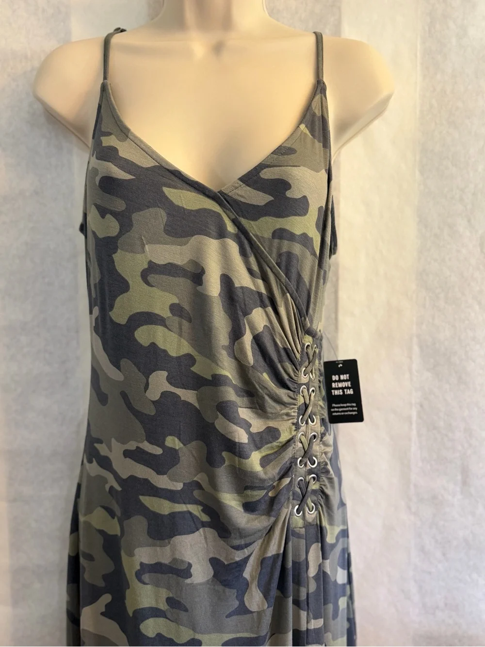 Express Camouflage Ruched Side Maxi Dress NWT Sz-S. B2 - Picture 5 of 11